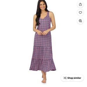Cuddl Duds Pink and Blue Patterned Maxi Dress